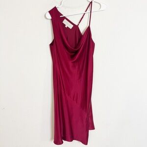 Michelle mason silk Satin burgundy cowl neck Slip dress